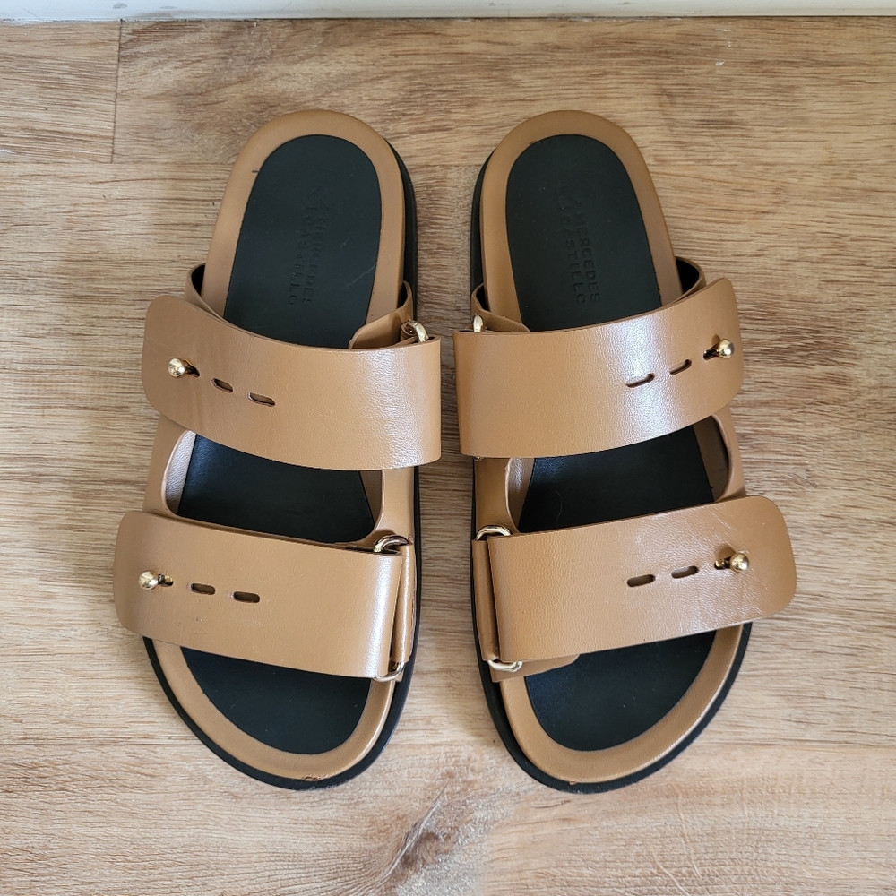 Mercedes Castillo Samira Adjustable Double Band Leather Slides - Picture 5 of 9